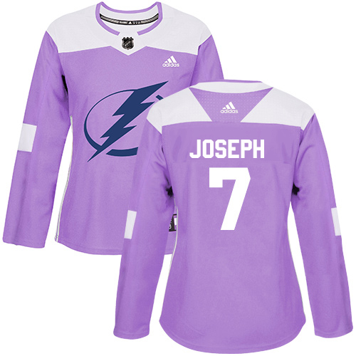 Adidas Tampa Bay Lightning #7 Mathieu Joseph Purple Authentic Fights Cancer Women Stitched NHL Jersey